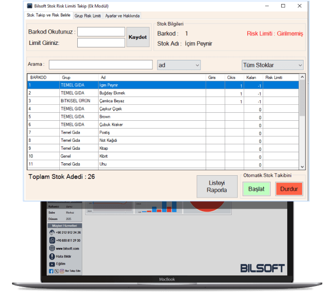 Bilsoft Stok Risk Limiti Modülü ile Stok Yönetiminizi Güvence Altına Alın!