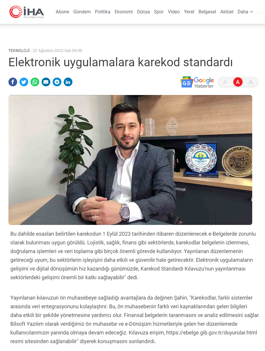 Elektronik Uygulamalara Karekod Standard