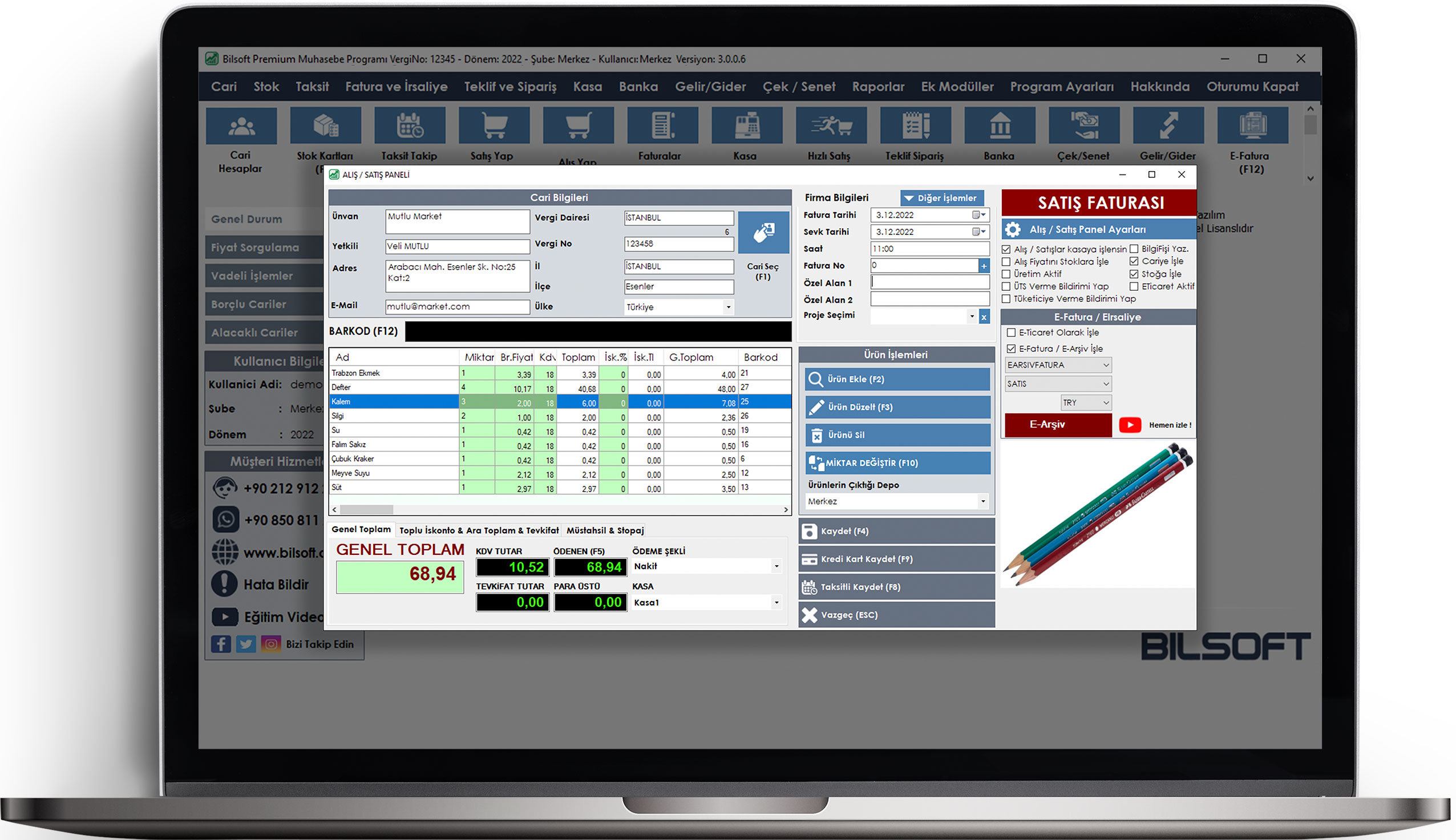 Bilsoft premium n muhasebe program yeni al sat faturas