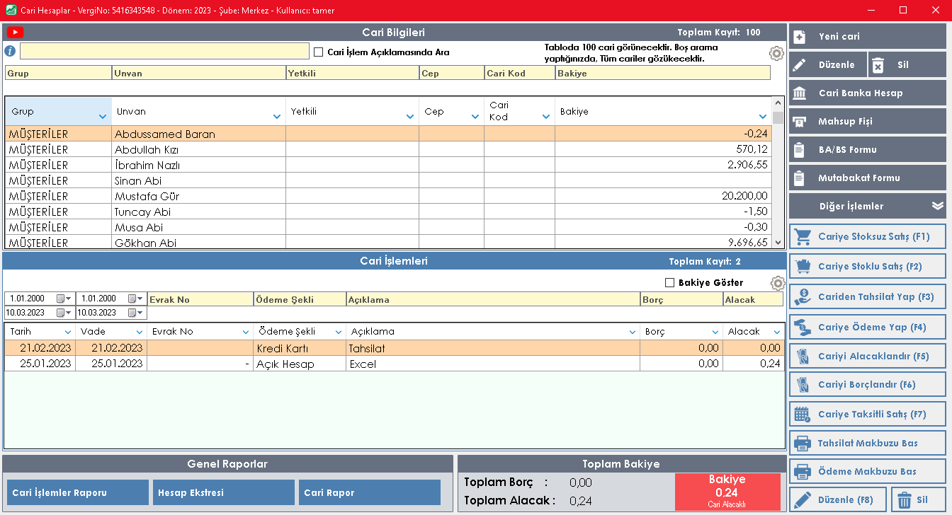 Bilsoft,e-Fatura, e-Ar�iv, e-Defter, Mali M�h�r, e-�rsaliye, program� cari hesap takip mod�l�