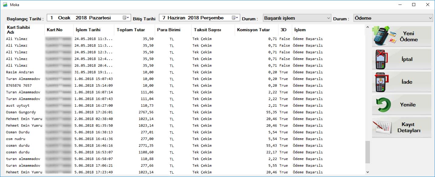 bilsoft ön muhasebe programı sanal pos ekranı