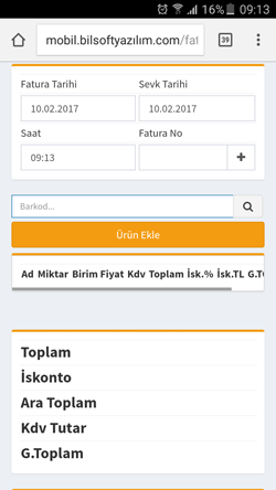 Bilsoft Online Ön Muhasebe Programı Yeni Satış Faturası