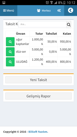 Bilsoft Online Ön Muhasebe Programı Taksit Takip